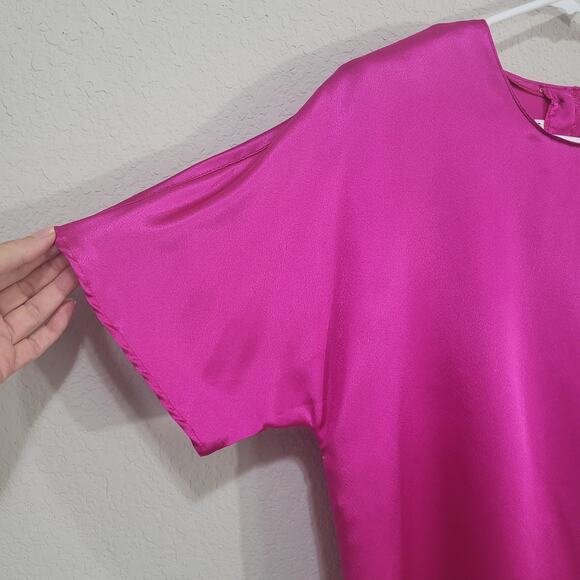 ALEXANDRIA Vintage Blouse Womens Size 14 Pink Fuchsia Short Sleeve 80s Statement - Picture 5 of 10